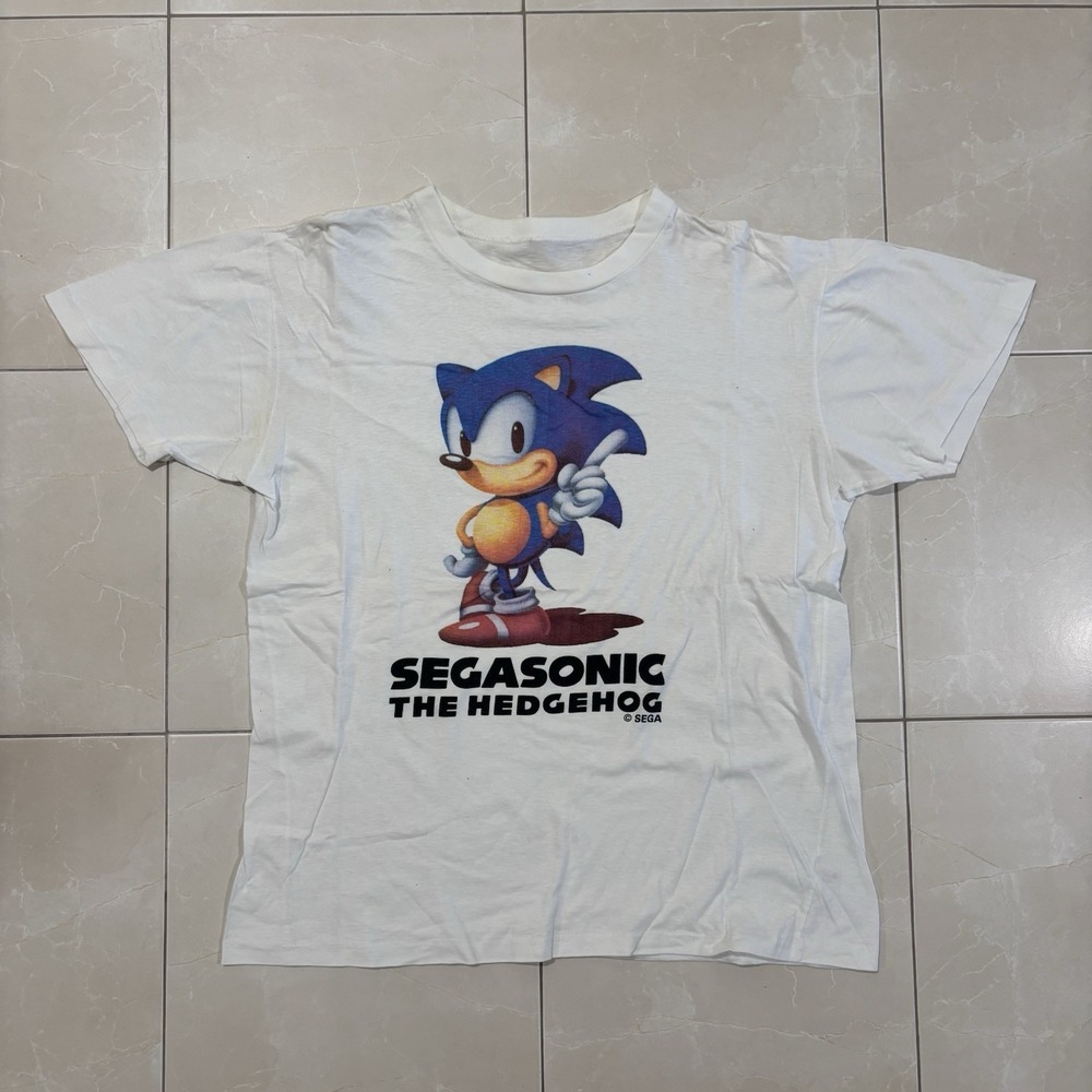 Vintage 90s Sega Sonic The Hedgehog T Shirt White Men's Small Video Game Single - Picture 2 of 10